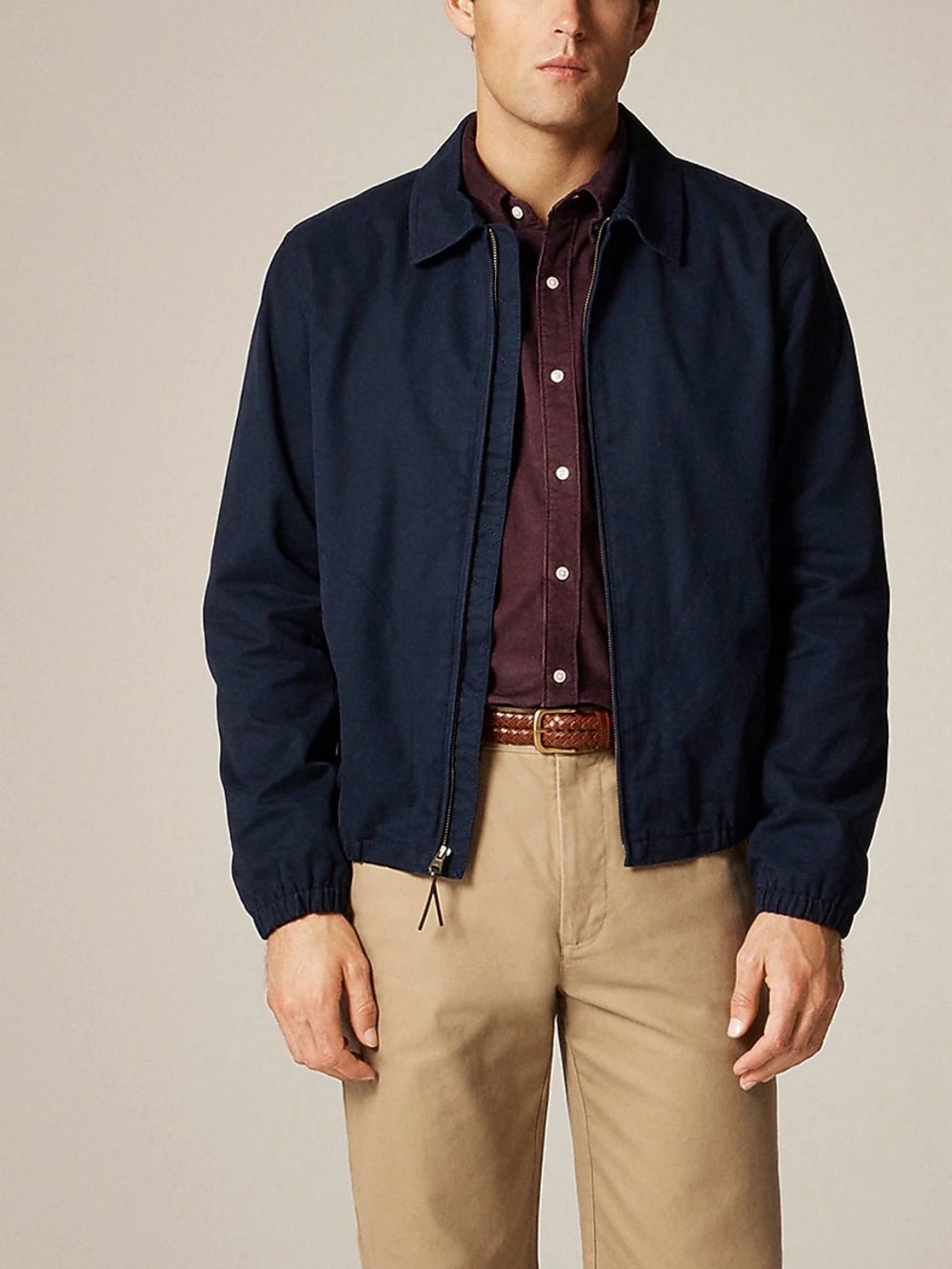 J. Crew Harrington Jacket Men’s in Cotton Twill Navy Blue Sz. Medium $178 BJ059